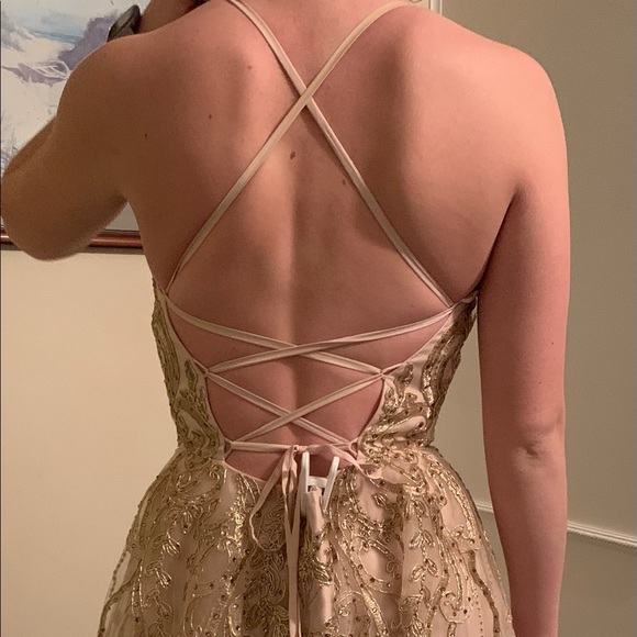 Champagne and gold prom gown - Picture 7 of 11